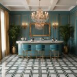 luxury bar area marble floor tile design