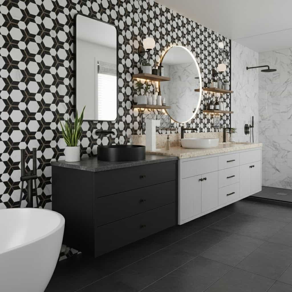 Describe tile color, texture, and.