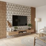 Bright, textured floral patterned wall tile in neutral tones.