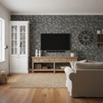 Modern peel and stick tile backsplash for living room wall decor.