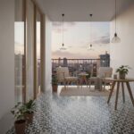 Light gray and white geometric patterned tile, smooth texture, modern design.