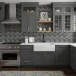 Bright gray peel and stick wall tile in a modern kitchen setting.