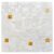 Elegant shell tile with mother of pearl accents and orange inlays. Perfect for luxurious wall or backsplash designs.