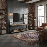 Dark Gray Textured Wall Tile for Living Room Decor.