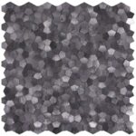 Black hexagon peel and stick tile for easy wall and backsplash updates. Perfect for DIY home renovation projects with a moder.