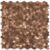 Close-up of a wooden peel and stick tile wall with hexagon shapes in various shades of brown.