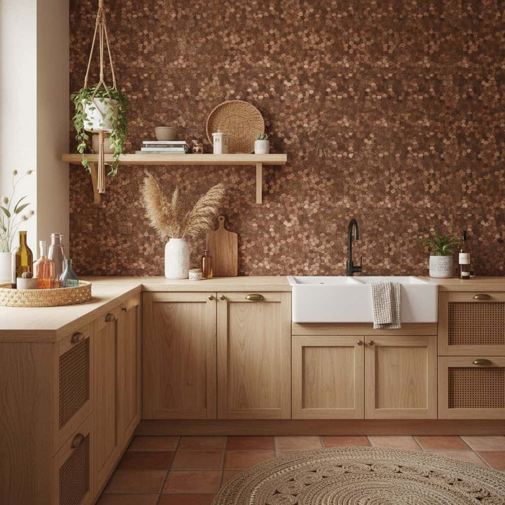 Modern peel and stick wall tile in a cozy kitchen setting.