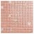 Pink glass tile mosaic with shell accents, ideal for kitchen backsplashes and swimming pools.