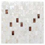Mother of pearl shell tile with a mix of white and brown hues, perfect for luxurious wall and backsplash designs.