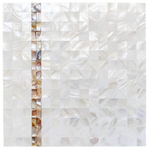 Perlina Seamless Shell Mosaic Tile White Brown Stripe