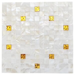 Perlina White Mother Of Pearl Mosaic Tile Gold