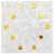 Mother of pearl shell tile with yellow and brown accents, perfect for elegant interior decor.