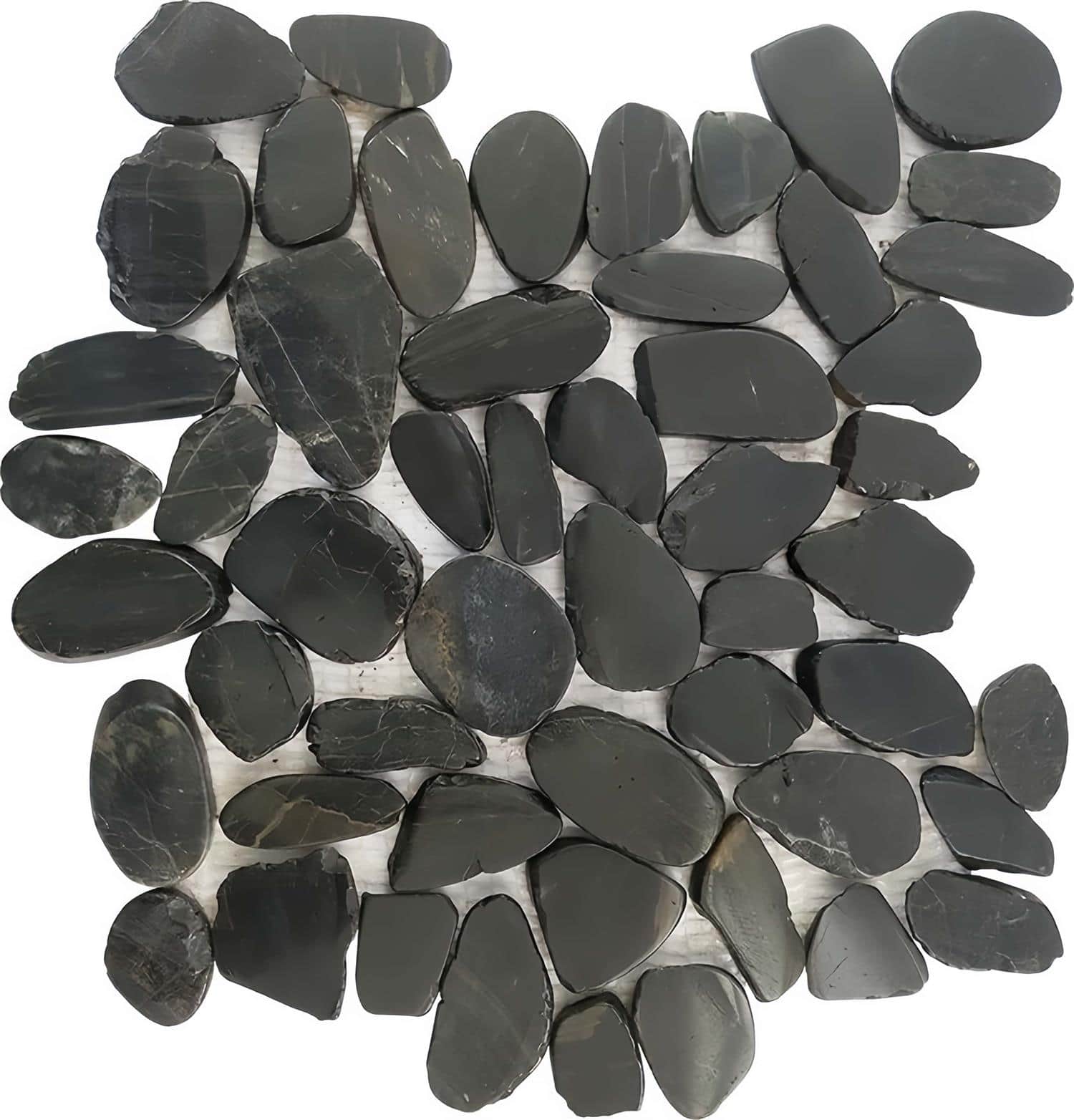 Dark gray, smooth textured slate stones with natural matte finish.