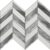 Modern peel and stick wall tile with a chevron pattern in white and gray tones.