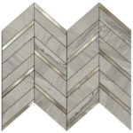 Versatile peel and stick wall tile for easy kitchen or bathroom backsplash installation. Elegant marble design with a chevron.