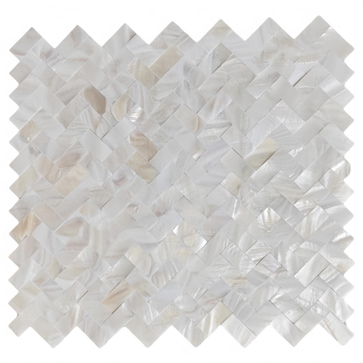 Mother of pearl shell tile with iridescent finish, perfect for luxurious wall and backsplash designs.