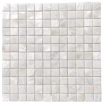 Mother of pearl shell tile with iridescent, shimmering surface, perfect for elegant interior accents.