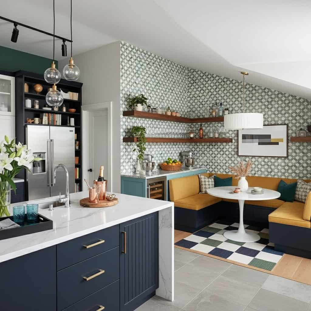 Describe tile color, texture, and.