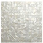 Elegant shell tile with iridescent mother of pearl finish. Perfect for luxurious wall or backsplash accents.