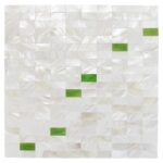 Elegant shell tile featuring mother of pearl with green accents, ideal for sophisticated interior design.