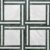 White marble with green marble accents, textured surface, geometric design.