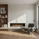 White hexagon tile with copper accents, textured surface, and modern aesthetic.