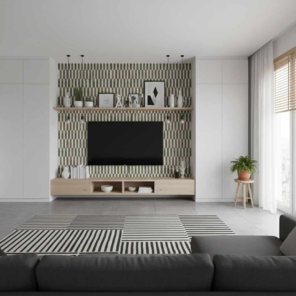 tv wall background green marble leather mosaic