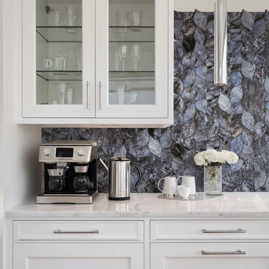 Elegant peel and stick wall tile in a modern kitchen setting.