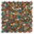 Hexagon peel and stick wall tile in rustic brown and teal colors.