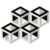 Modern geometric tile with black, white, and gray shades, featuring a textured surface and 3D cube illusion design.