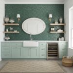 wet bar backsplash emerald green peel and stick hexagon tile