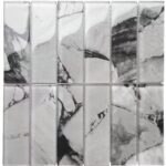Glass tile backsplash with marble design, perfect for kitchens and pools. Elegant, modern, and durable glass mosaic tile for.