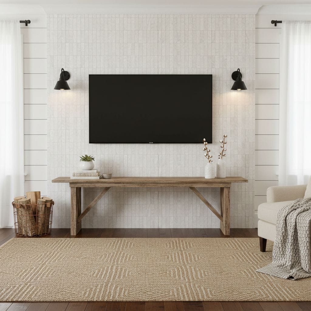 Describe tile color, texture, and.