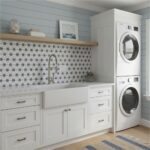 Light gray and white patterned ceramic tiles.