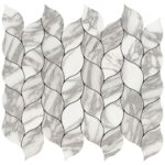 Removable marble peel and stick tile for easy wall decor.