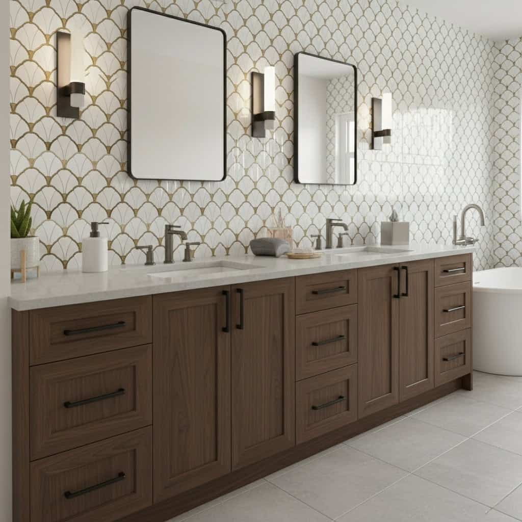 Describe tile color, texture, an.