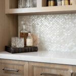 Beautiful seashell tile made from mother of pearl for elegant kitchen decor.