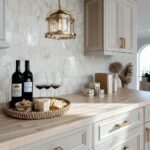 Light beige marble hexagon tiles with subtle veining, smooth texture, and polished finish.