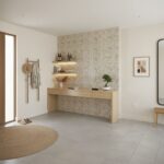 Entryway Accent Wall Tan Mother of Pearl Shell Tile