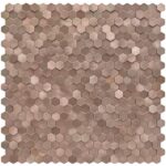 Hexagon tile with a matte finish in beige and light brown shades, featuring a smooth texture.