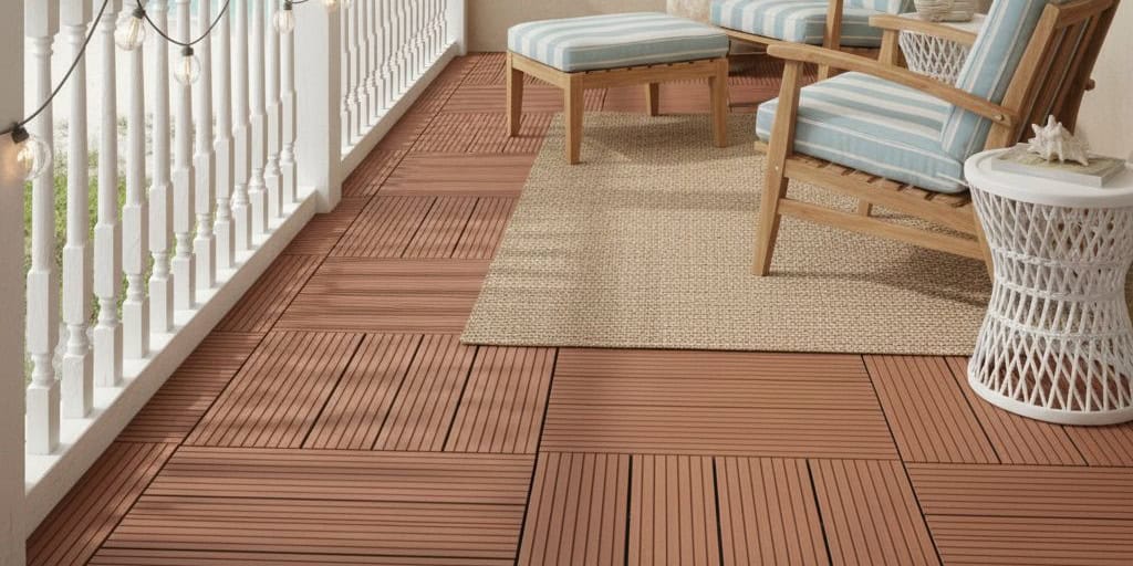 Light brown wood tile with textured, grooved surface and natural wood grain appearance.