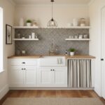 Gray hexagon tile backsplash with textured surface in a kitchen setting.