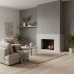Gray hexagon patterned wall tiles with a matte finish, perfect for modern living room accents.