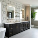 Black tile with a subtle matte finish, textured surface, and sleek design.