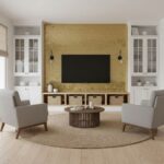 Gold hexagon tile with textured surface and matte finish.