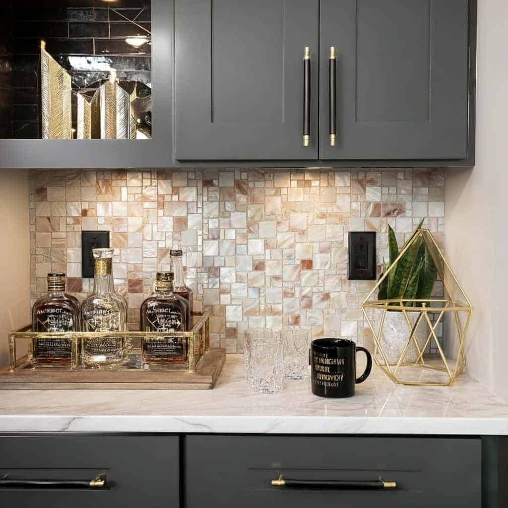 Describe tile color, texture, and.
