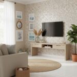 Light beige mosaic tile with textured surface and subtle shine.