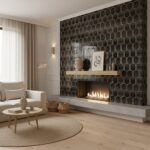 Black hexagon tile with matte finish and subtle texture.