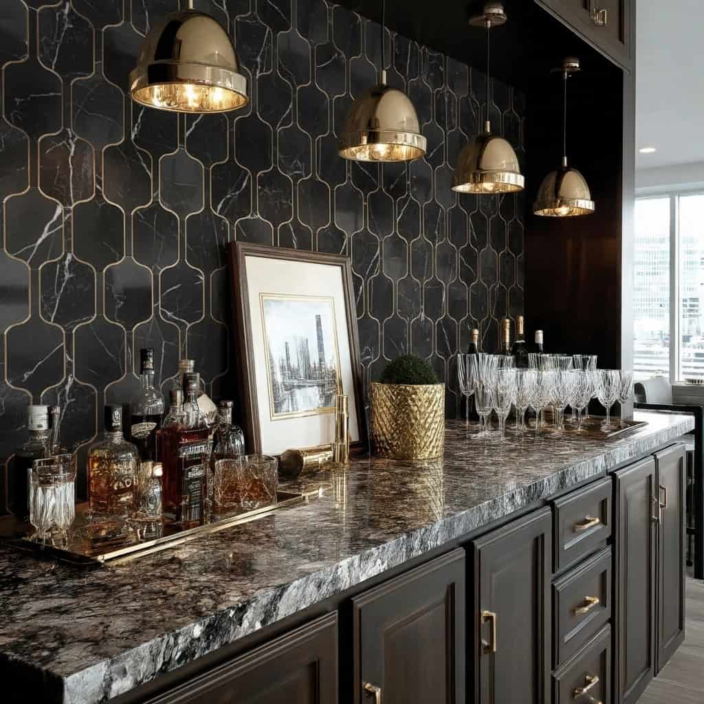 Describe tile color, texture, an.