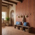 Warm terracotta-colored tiles with textured surface and matte finish.